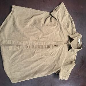 Khaki linen button up shirt linenlove